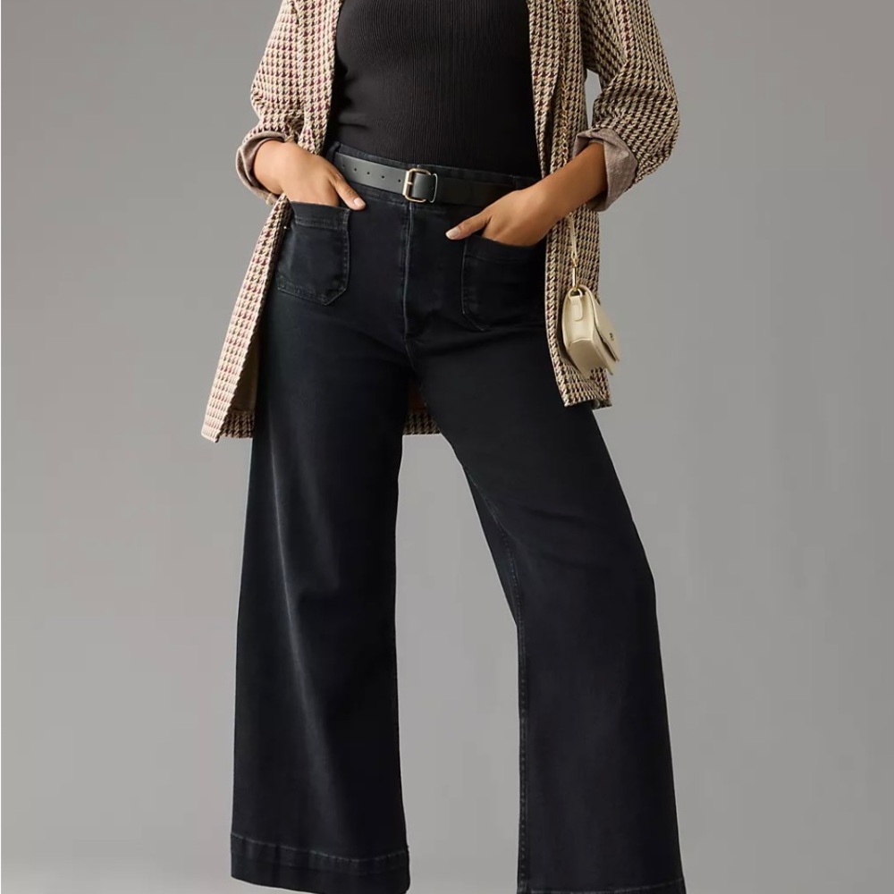 Anthropology Denim High-Rise Cropped Wide-Leg Jeans by Pilcro